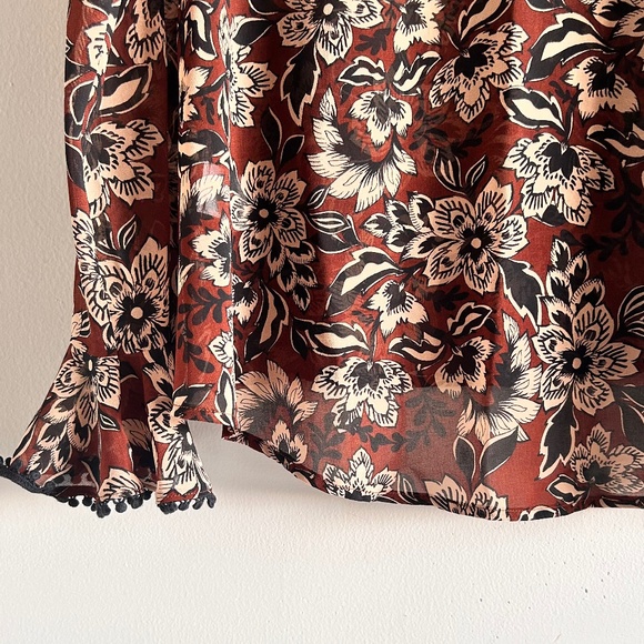 For Love & Lemons Gracie Blouse | Brown & Cream Floral | Size XS - Picture 12 of 14